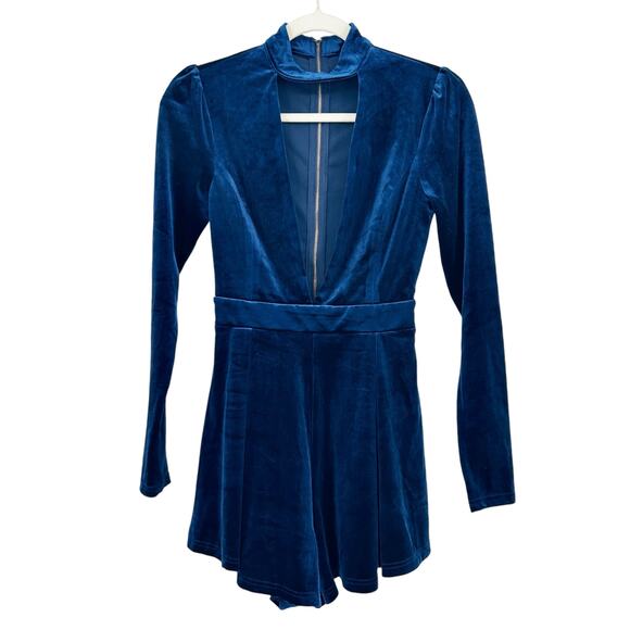 Windsor Womens Coquette Going Out Velvet Choker Plunge Cutout‎ Romper Size S - Picture 2 of 10